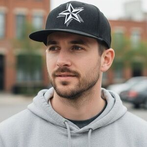 Unifit Baseball Cap Mens  Star Logo Black  Size Small/medium Garment Hat